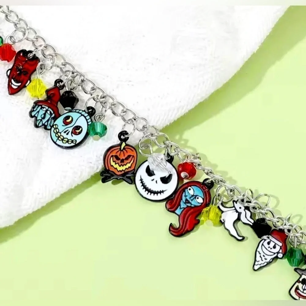 Halloween Bracelet Charm Goth Punk Skater Scary Spooky Party Pumpkin - Picture 3 of 8